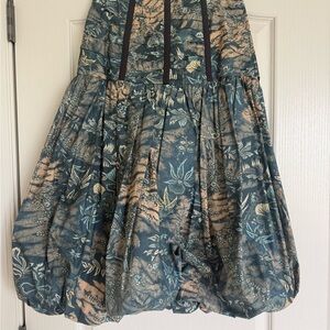 NWT Ulla Johnson A-Line Skirt in Blue and Tan